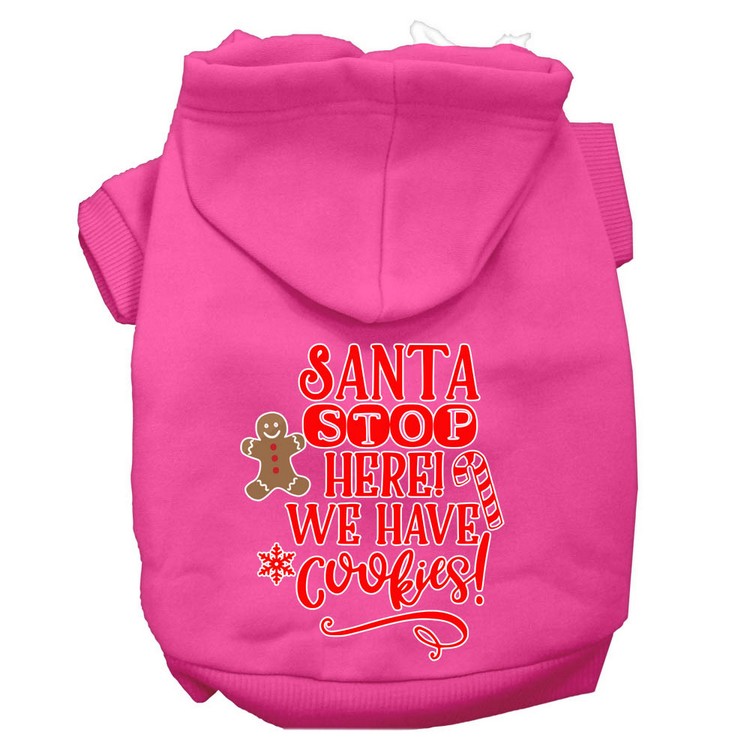 Santa, We Have Cookies Screen Print Dog Hoodie Bright Pink XXXL